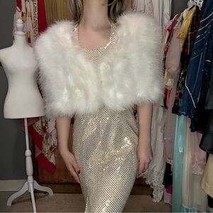 Annabelle New York Marabou White Silk Capelet